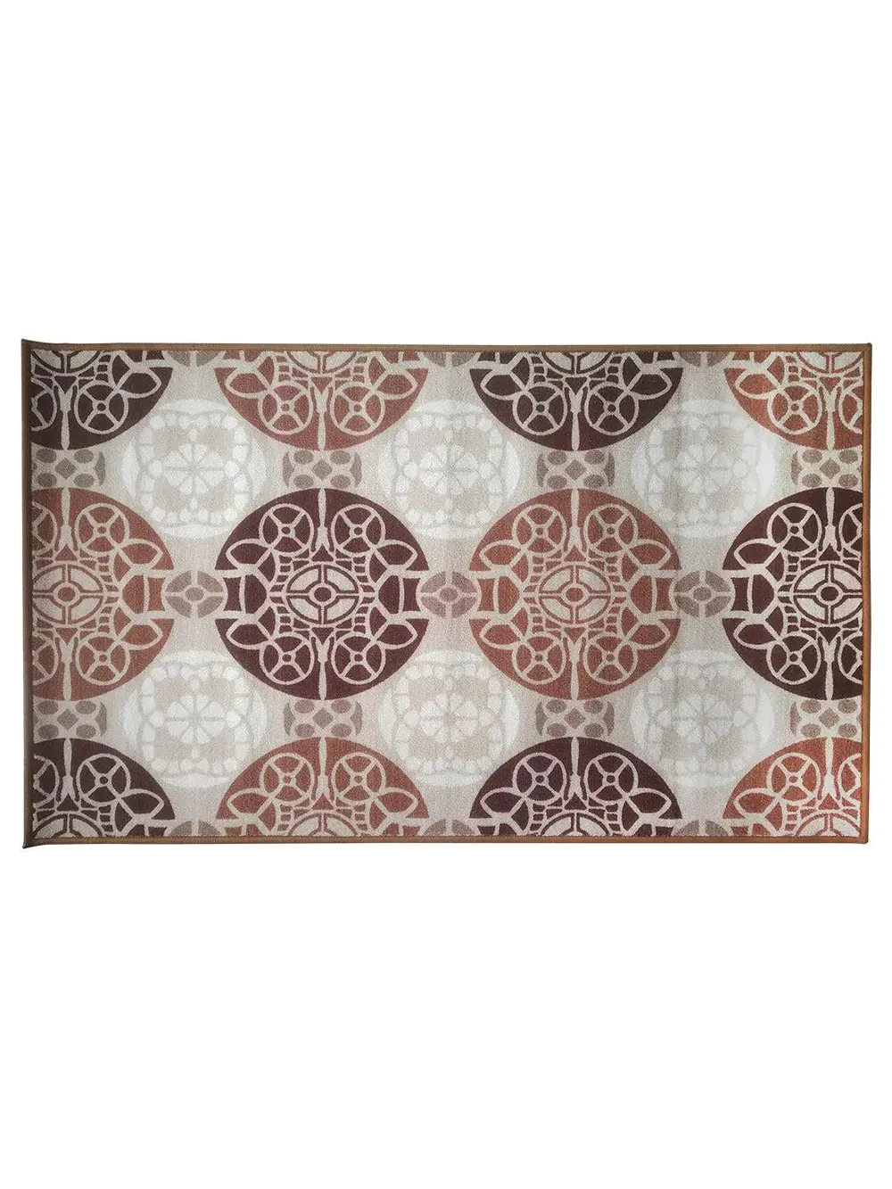 Maroon & Beige Ethnic Circular Printed Premium Area Carpet ( 3 ft x5 ft & 4 ft x 6 ft ) 3X5 ft