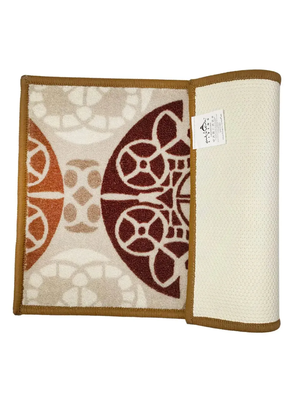 Maroon & Beige Ethnic Circular Printed Premium Doormat (14 X 22 )Inches Single Piece