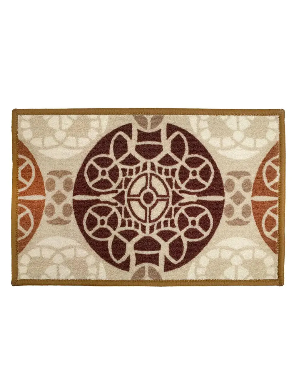 Maroon & Beige Ethnic Circular Printed Premium Doormat (14 X 22 )Inches Single Piece