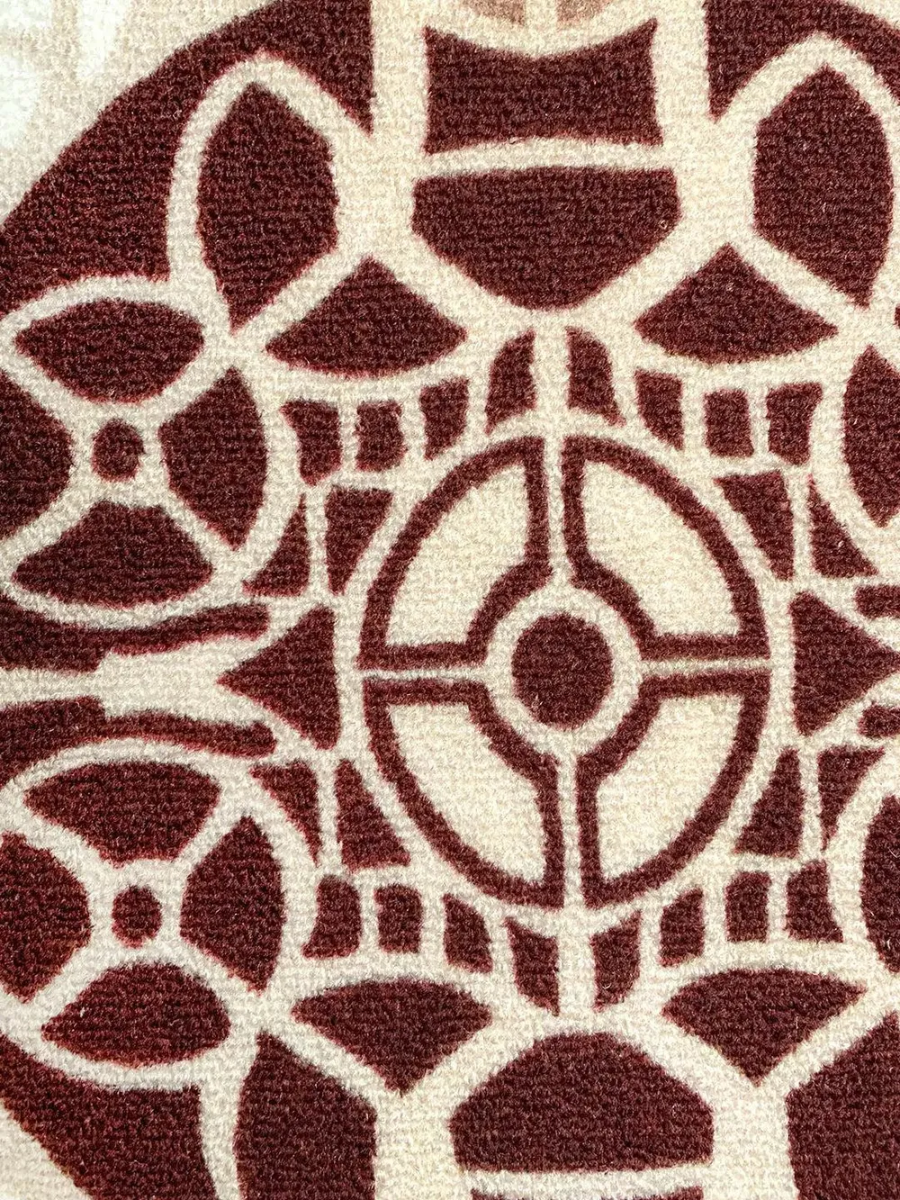 Maroon & Beige Ethnic Circular Printed Premium Doormat (14 X 22 )Inches Single Piece