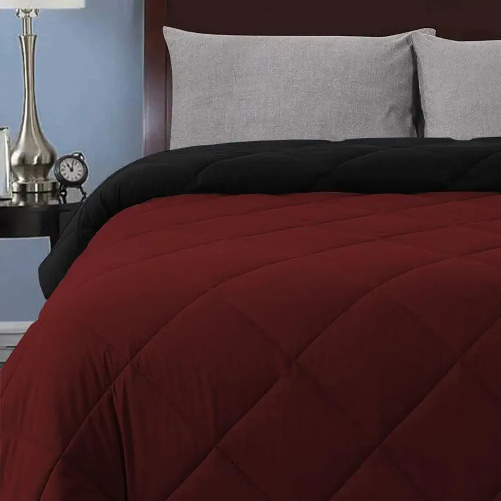 Maroon & Black Quilted Single Bed Comforter