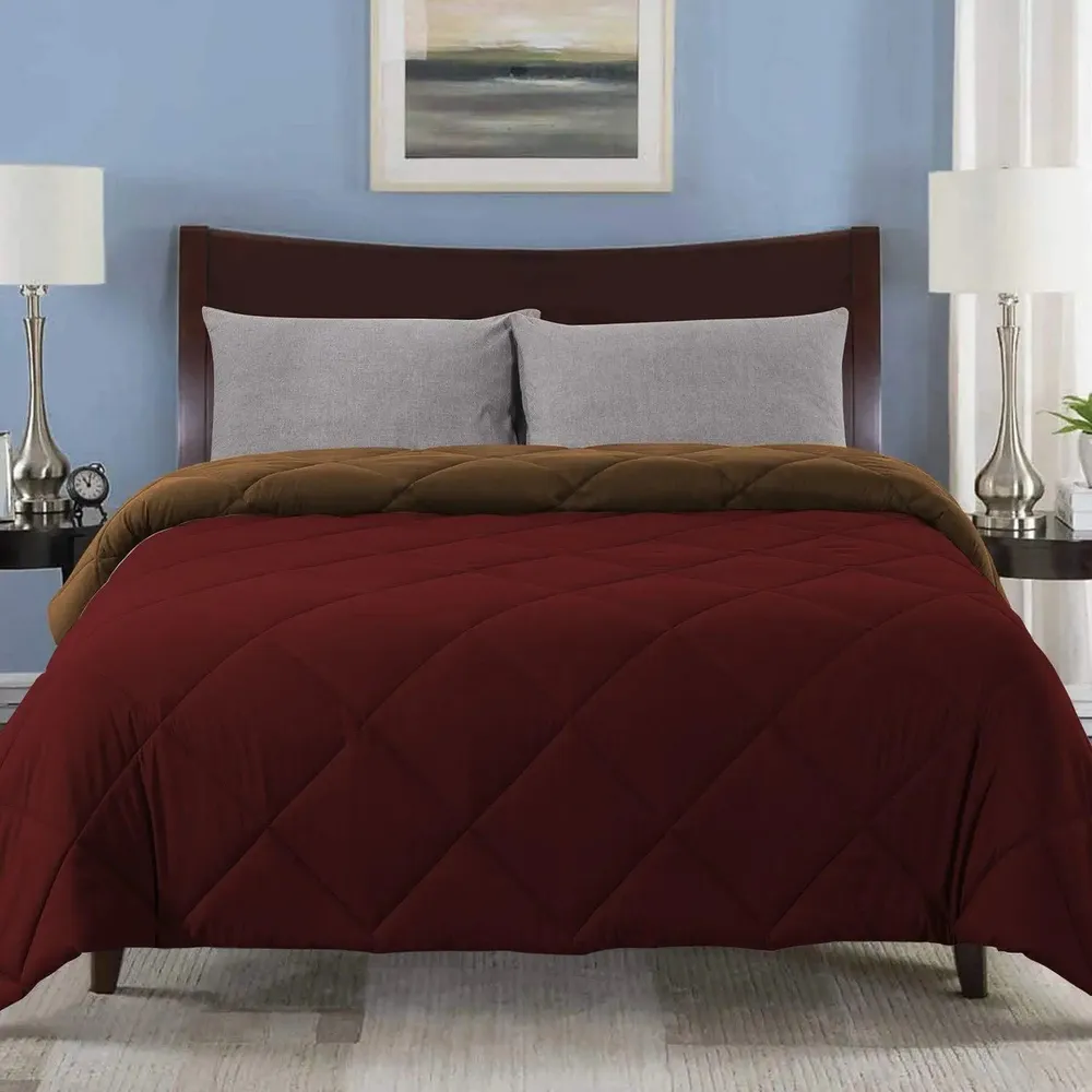 Maroon & Brown Quilted Single Bed Comforter