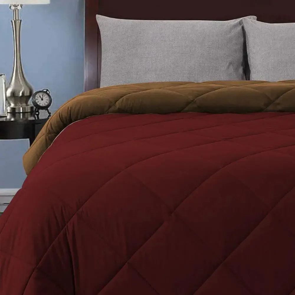 Maroon & Brown Quilted Single Bed Comforter