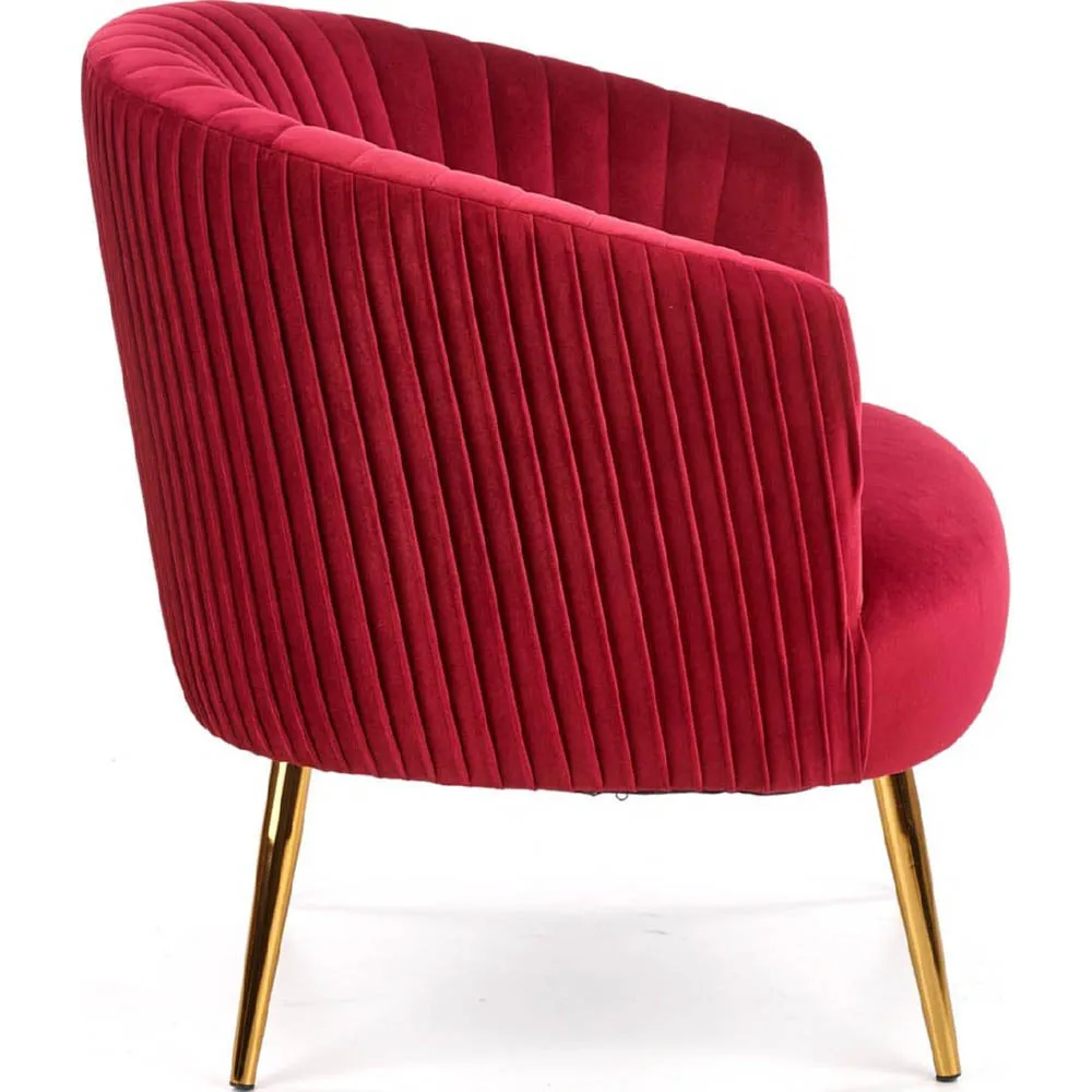 Maroon Cocooned Velvet Lounge Chair Single Piece