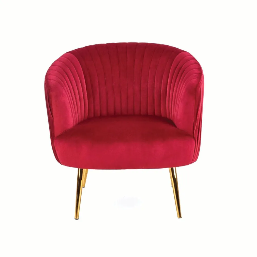 Maroon Cocooned Velvet Lounge Chair Single Piece