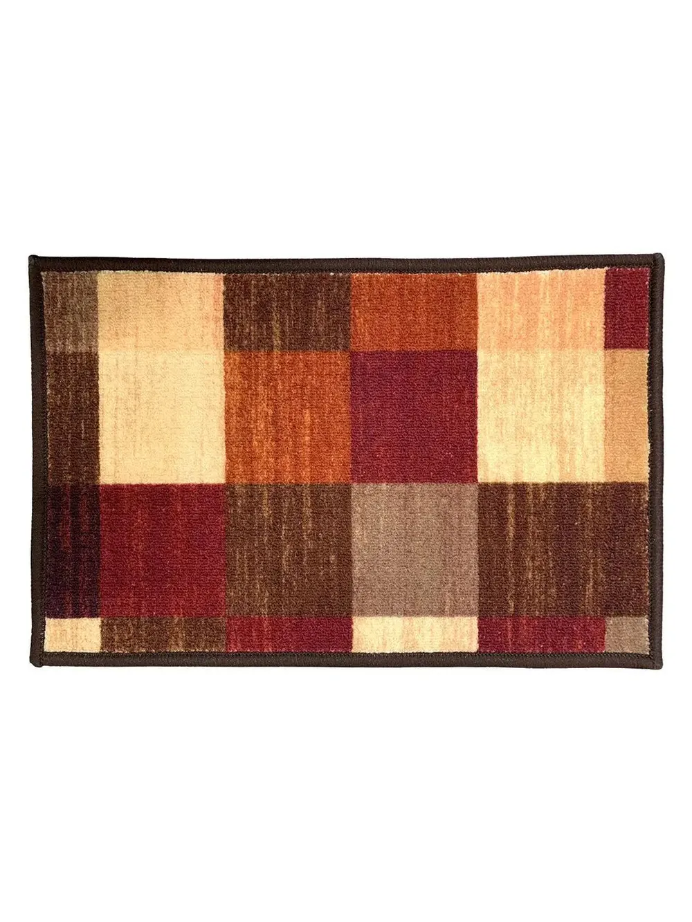 Maroon Color Blocked Printed Premium Doormat (14 X 22 )Inches