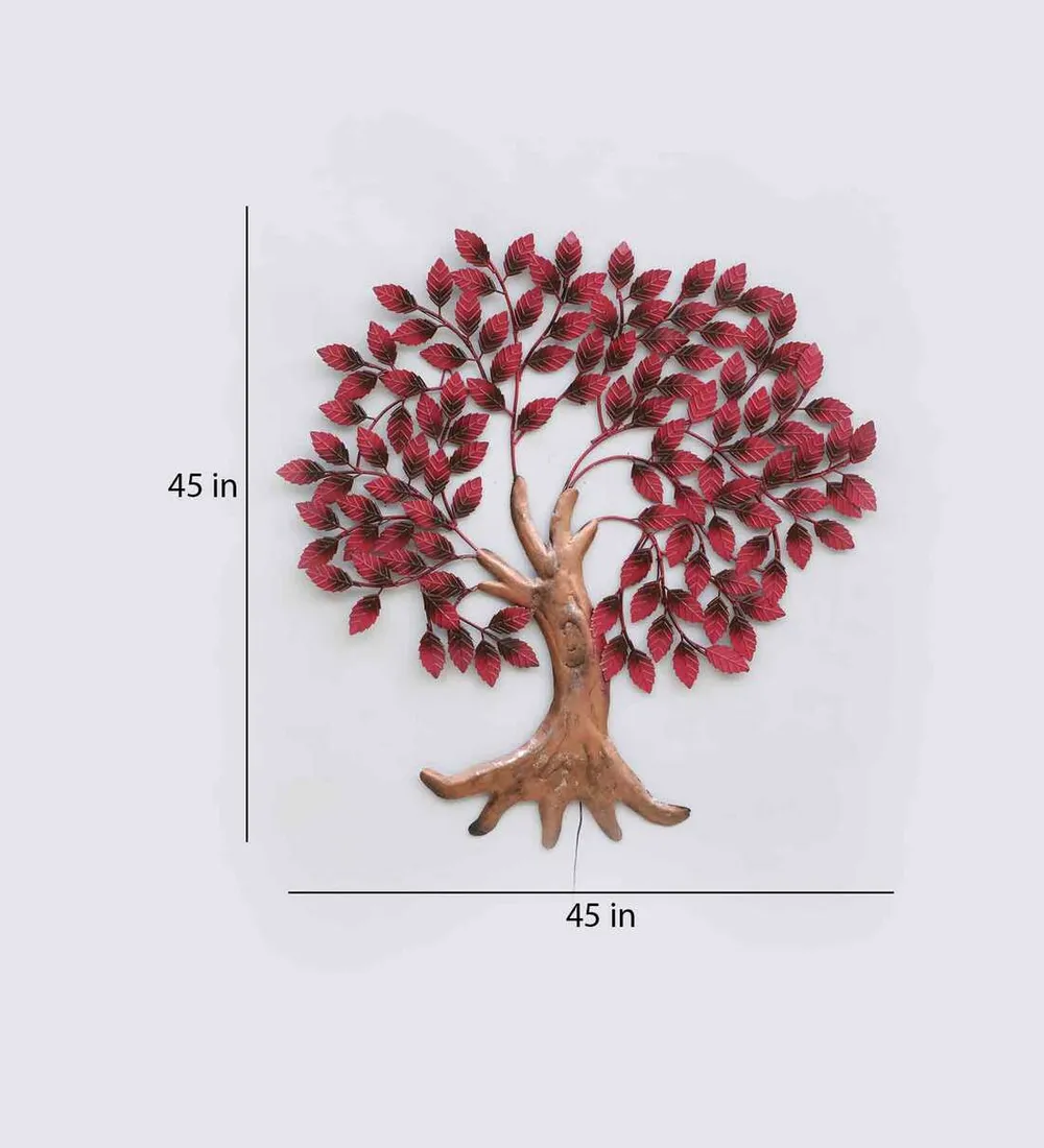 Maroon Enchanting Tree Backlit Metal Wall Art