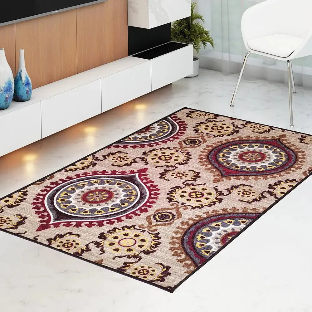 Maroon Ethnic Designer Printed Premium Area Carpet ( 3 ft x5 ft & 4 ft x 6 ft ) 3X5 ft