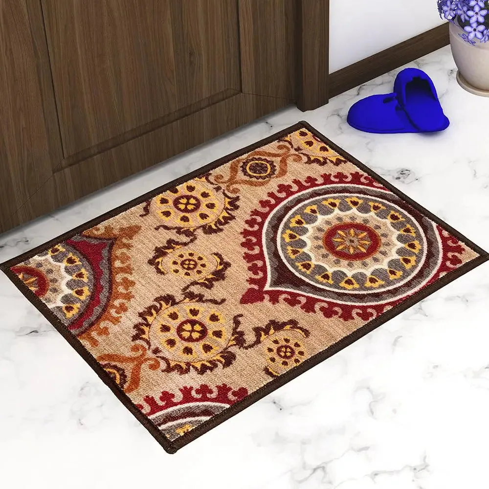Maroon Ethnic Designer Printed Premium Doormat (14 X 22 )Inches