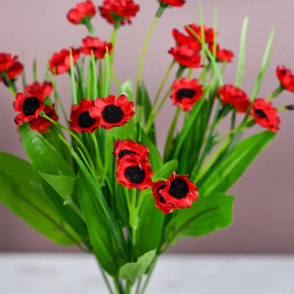 Maroon Goldstrum Artificial Flower Bunch With Pot Single Piece