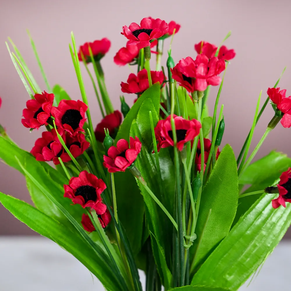 Maroon Goldstrum Artificial Flower Bunch With Pot Single Piece