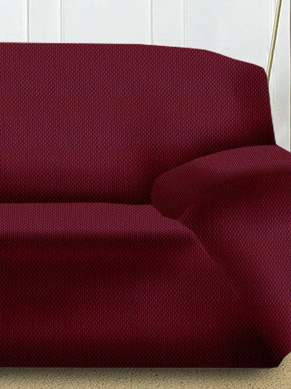 Maroon Jacquard Sofa Cover Pack of 1 One Seater Sofa Slipcover