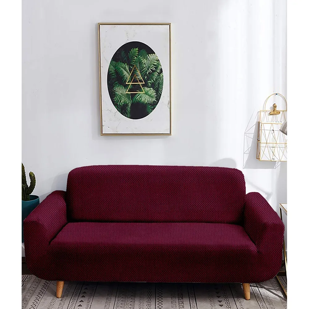 Maroon Jacquard Sofa Cover Pack of 1 One Seater Sofa Slipcover