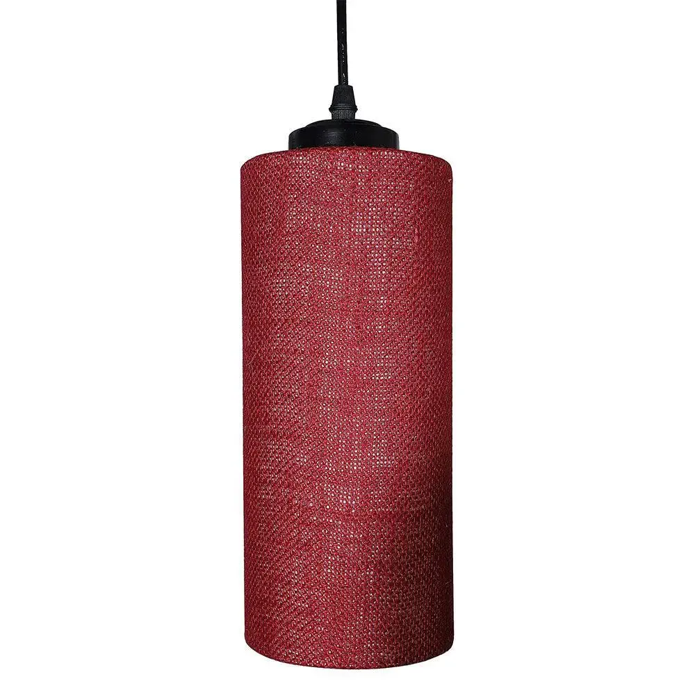 Maroon Jute Cylindrical Cluster Hanging Lamp