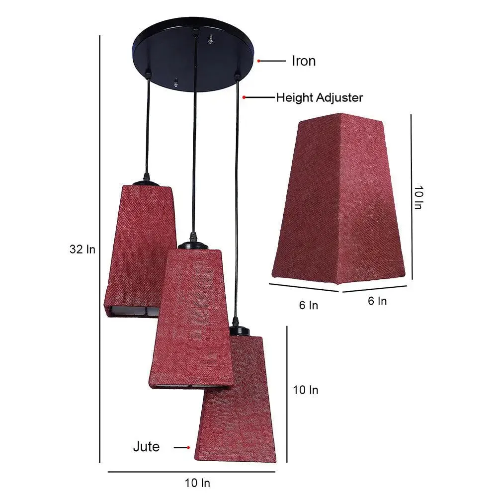 Maroon Jute Pyramid Cluster Hanging Lamp