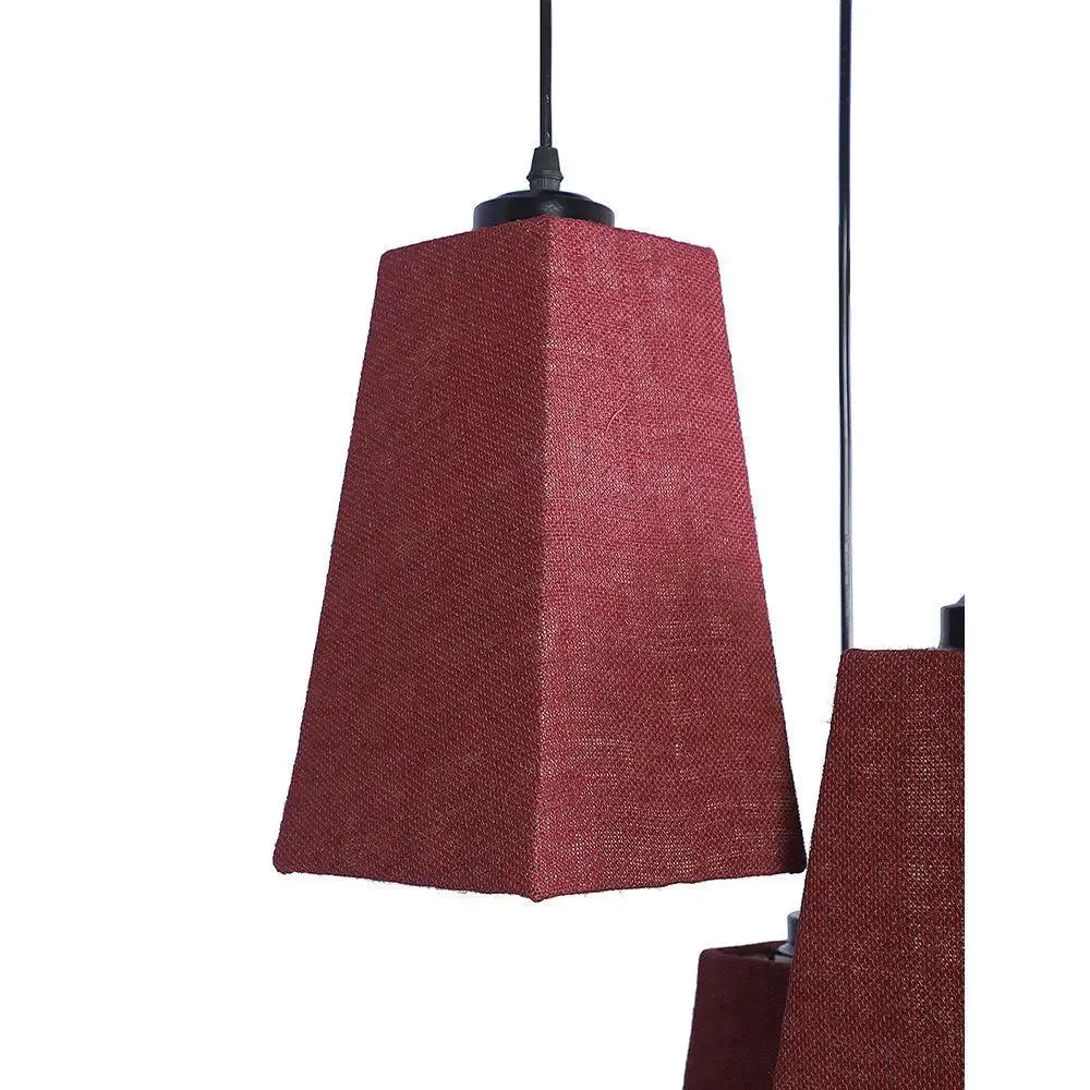 Maroon Jute Pyramid Cluster Hanging Lamp