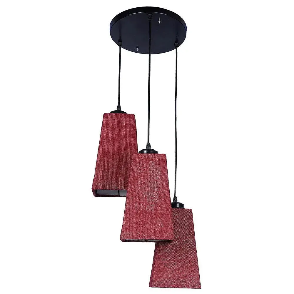 Maroon Jute Pyramid Cluster Hanging Lamp