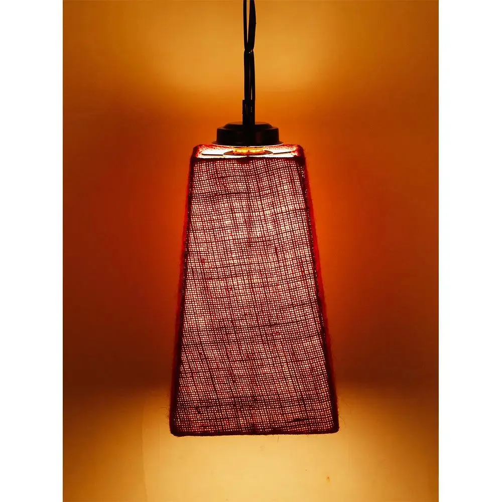 Maroon Jute Pyramid Hanging Lamp