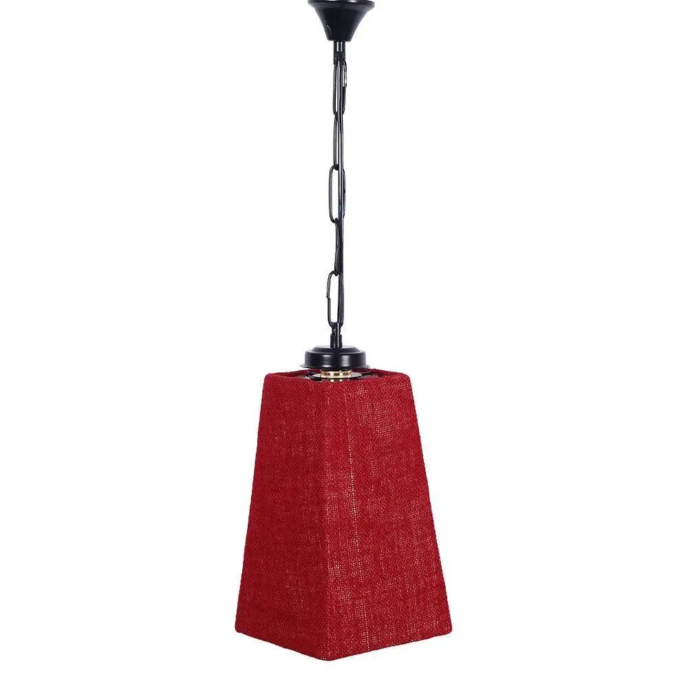 Maroon Jute Pyramid Hanging Lamp