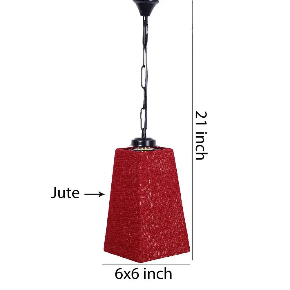 Maroon Jute Pyramid Hanging Lamp