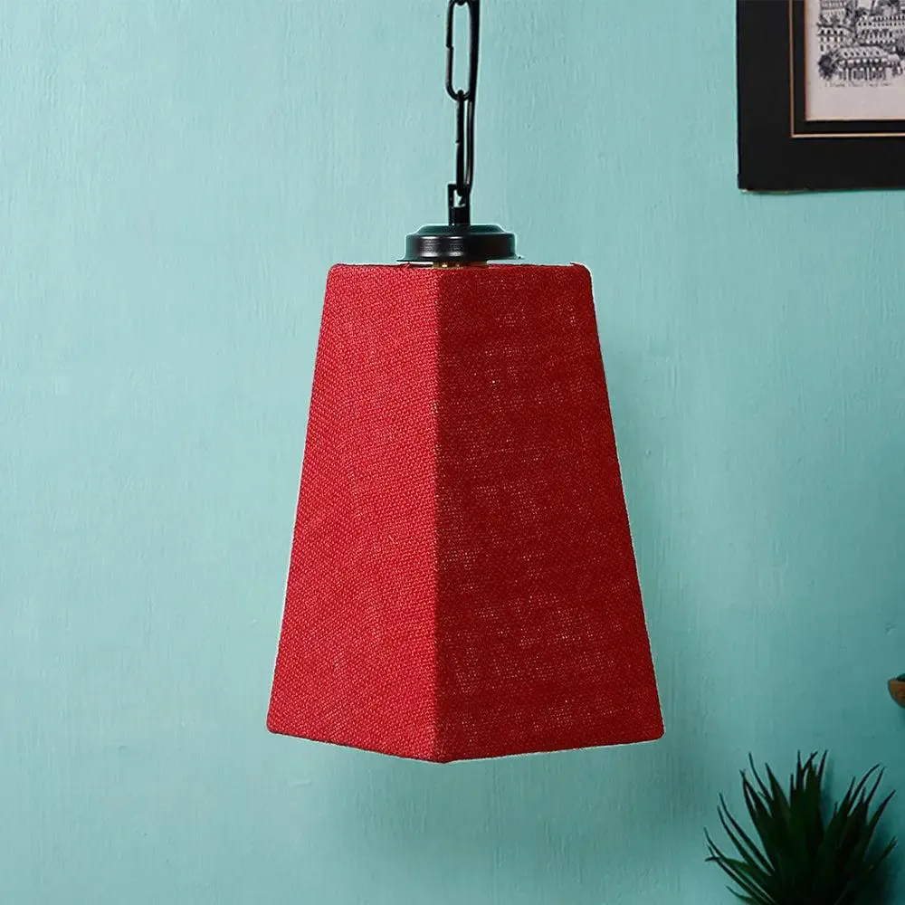 Maroon Jute Pyramid Hanging Lamp