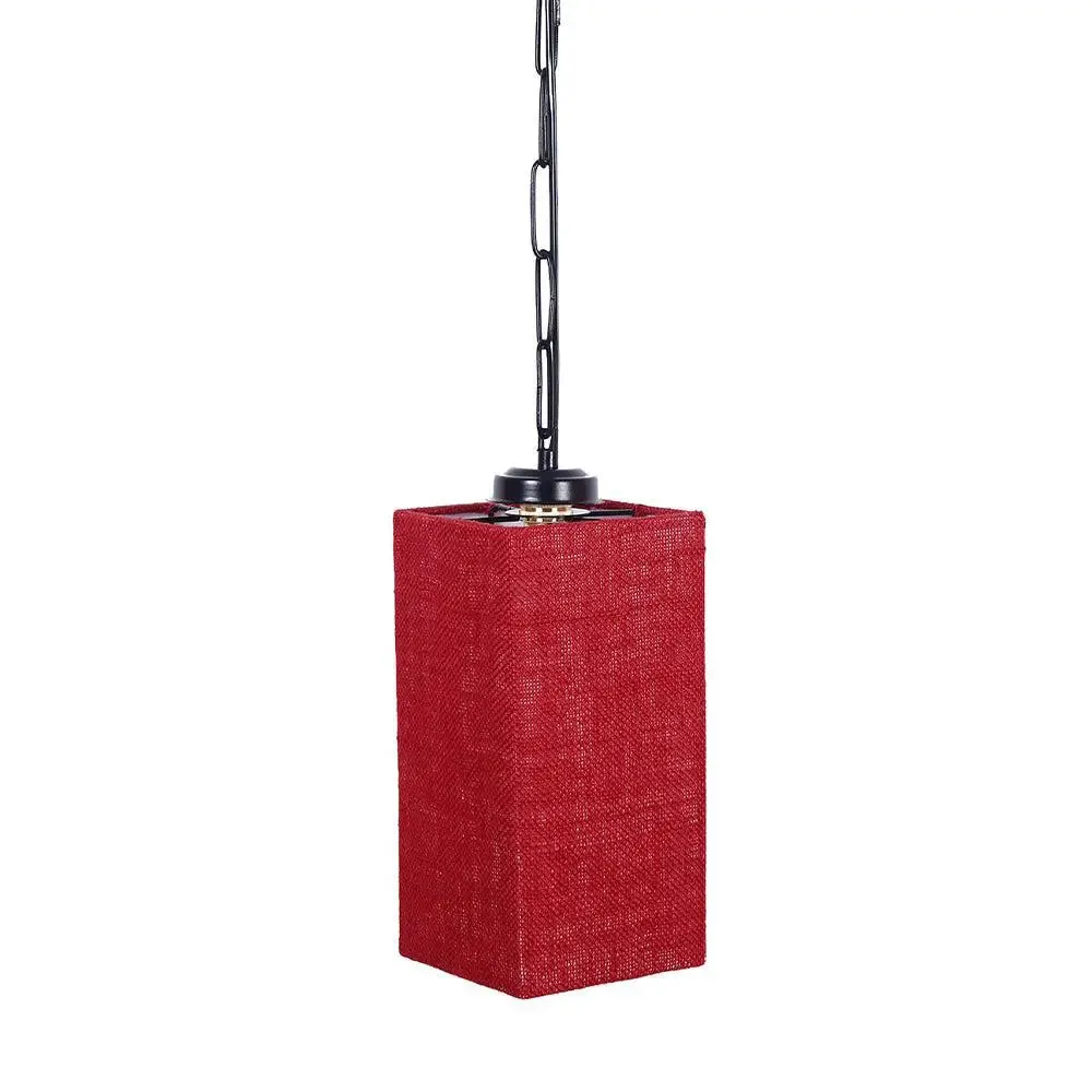 Maroon Jute Square Hanging Lamp