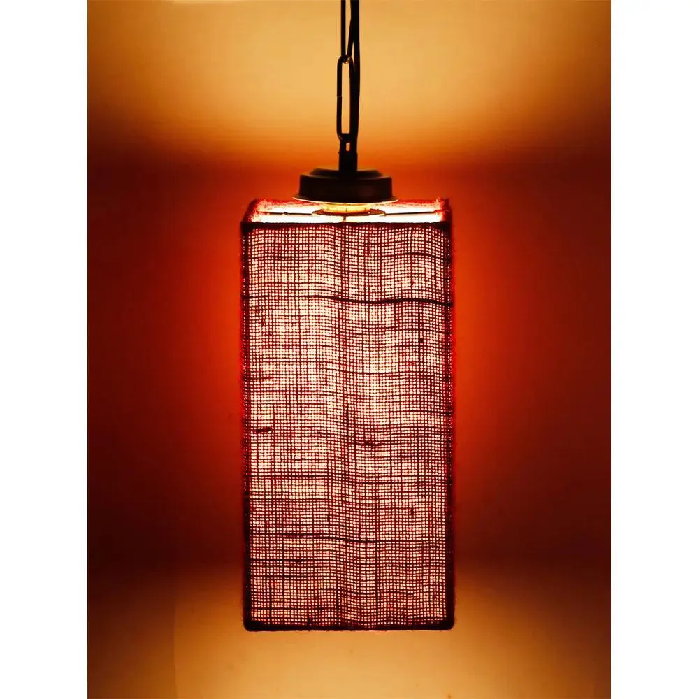 Maroon Jute Square Hanging Lamp