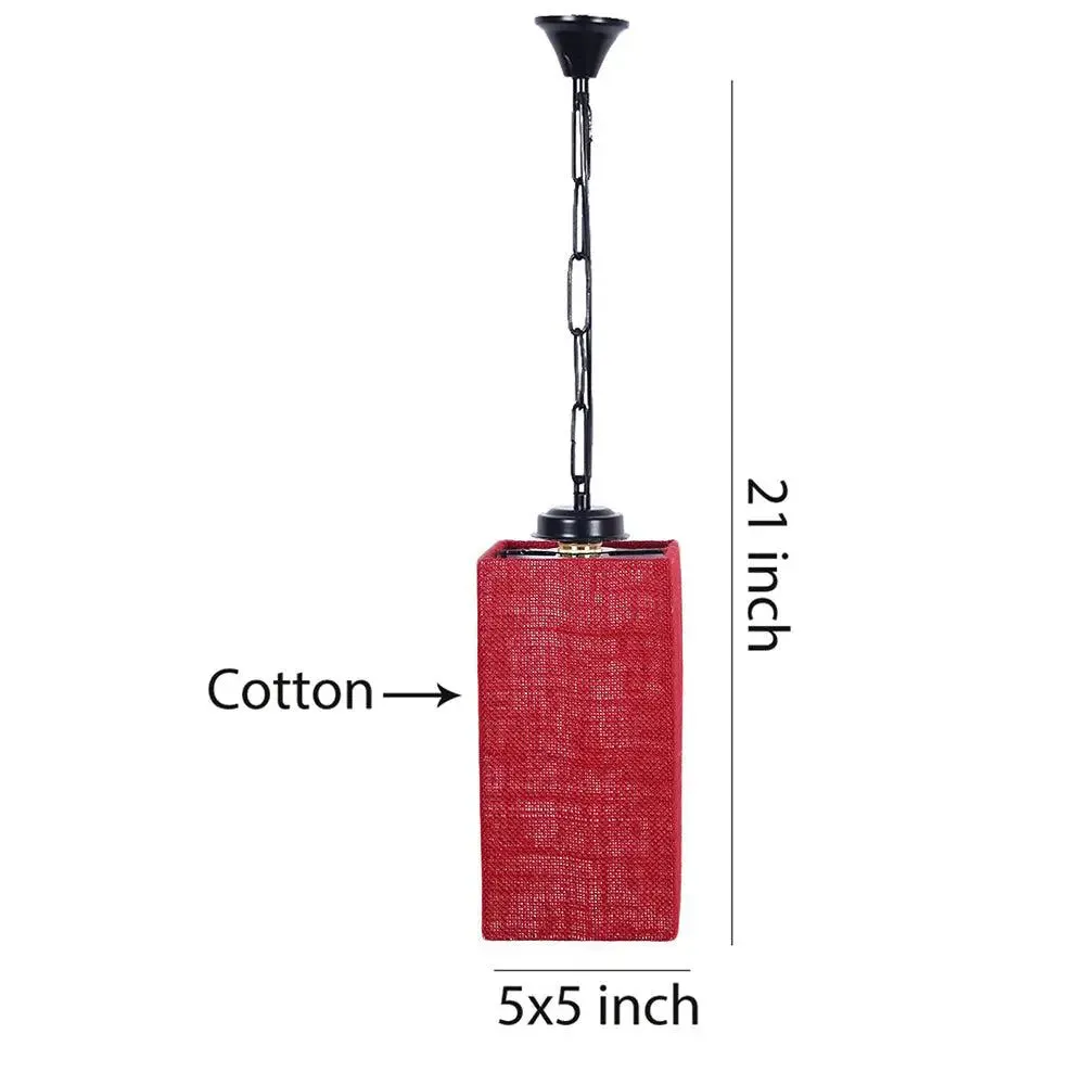 Maroon Jute Square Hanging Lamp