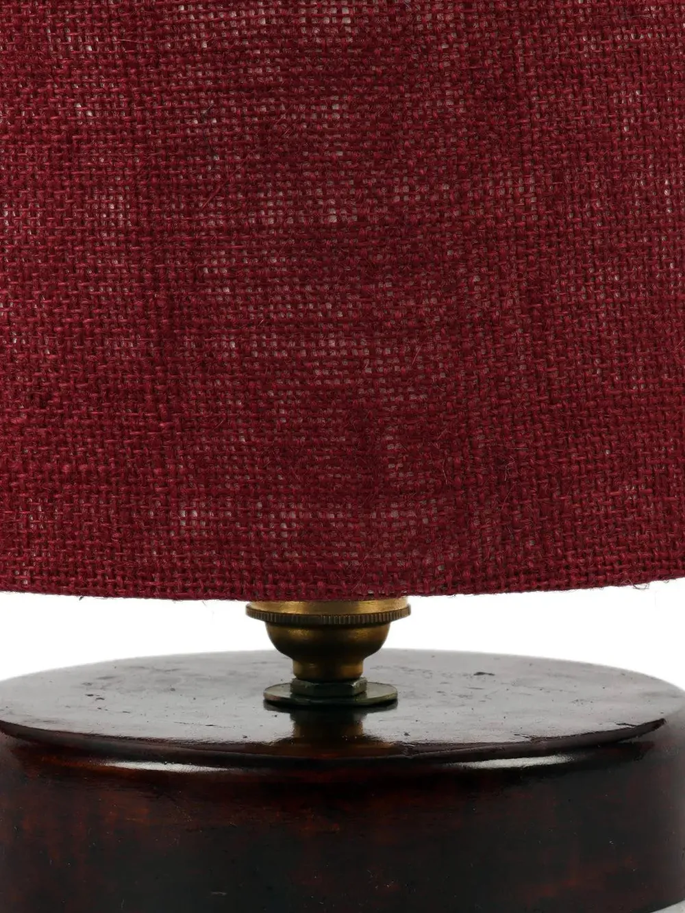 Maroon Jute Table Lamp with Brown Wood Base