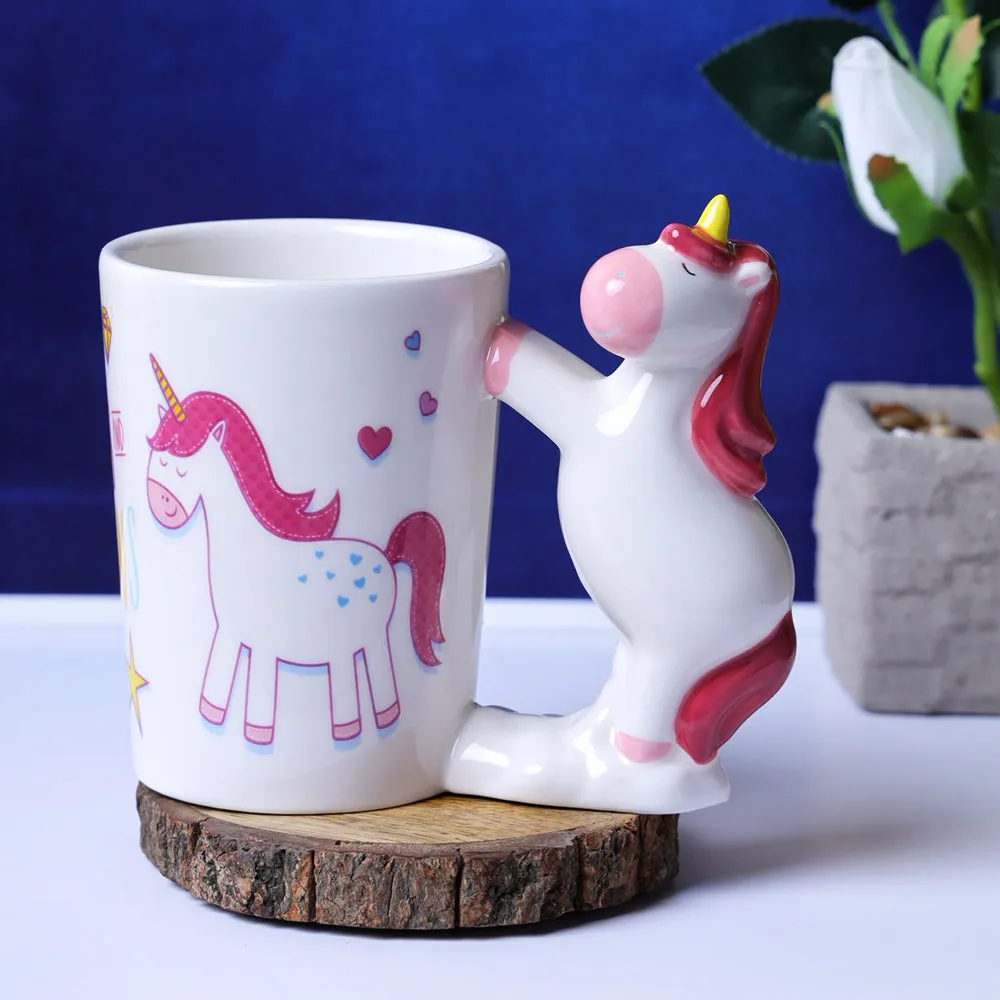 Maroon Unicorn Designer Handle Coffee Mug