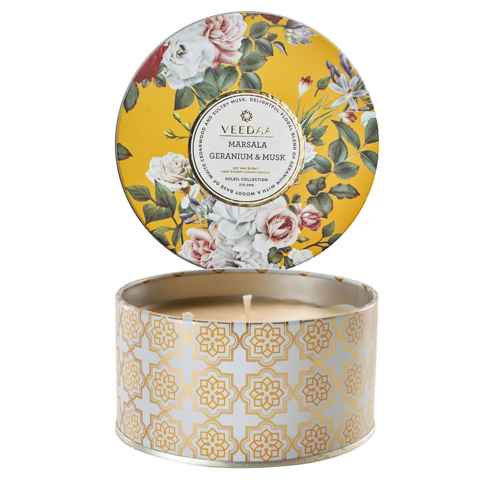 Marsala Geranium & Musk 3 Wick Tin Scented Candle