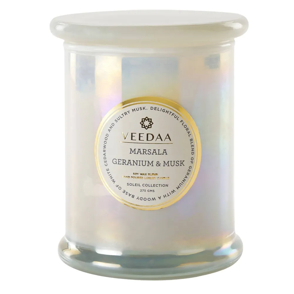 MARSALA GERANIUM & MUSK DANUBE GLASS SCENTED CANDLE
