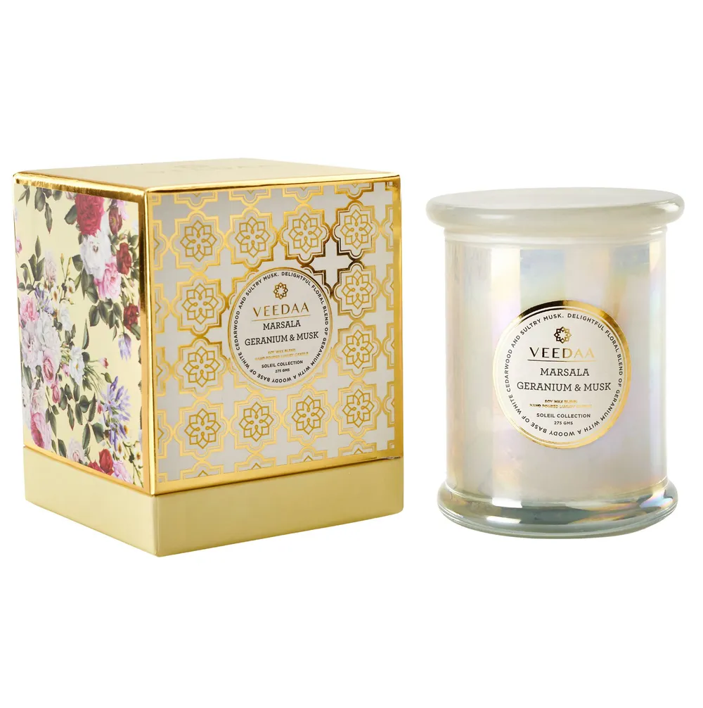 MARSALA GERANIUM & MUSK DANUBE GLASS SCENTED CANDLE