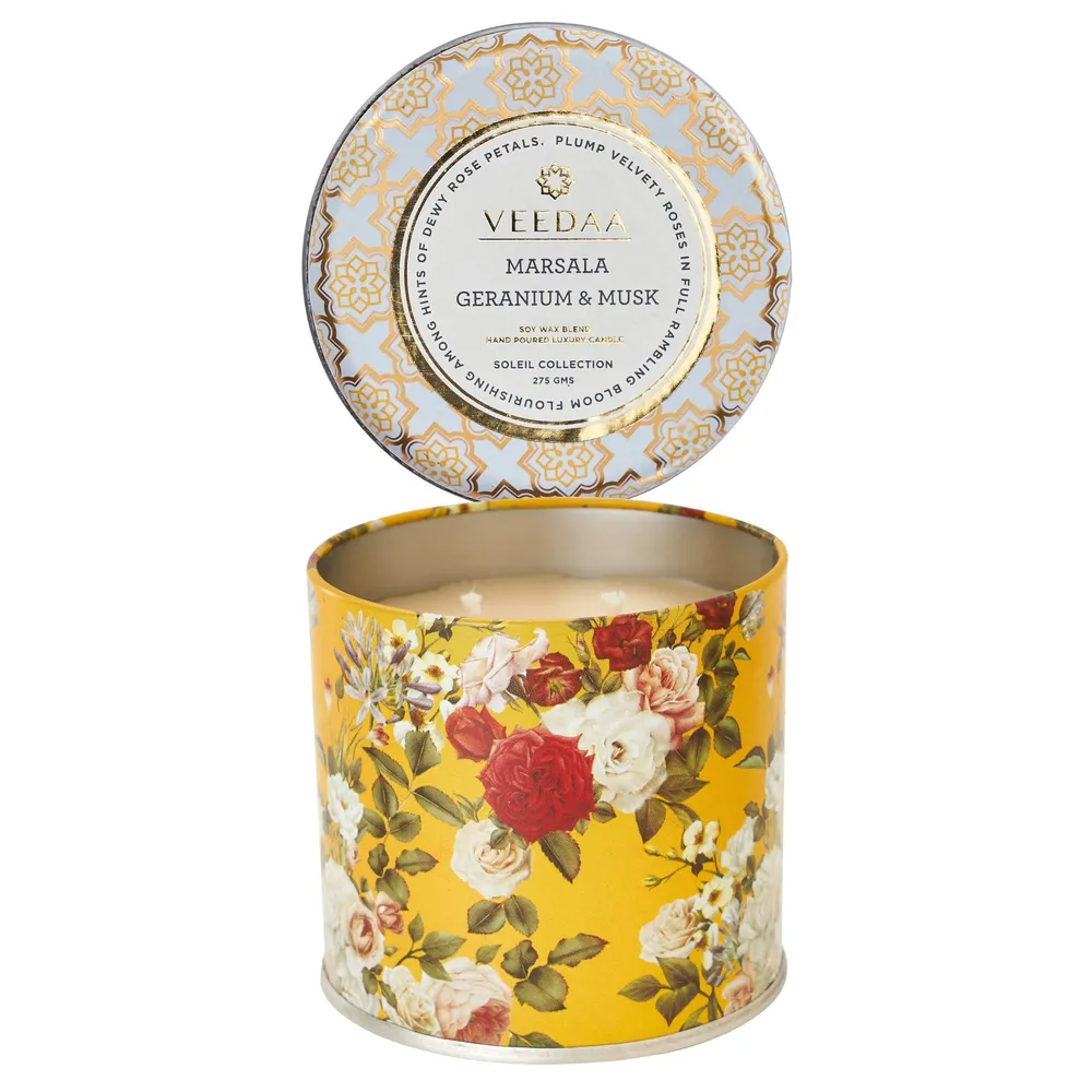 Marsala Geranium & Musk mason Tin Scented Candle