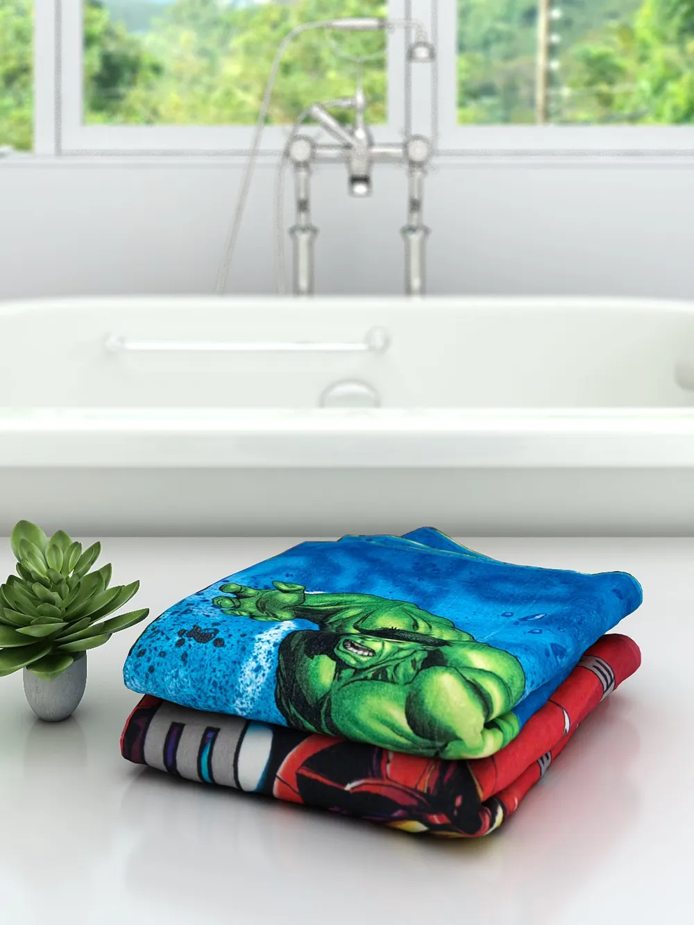 Marvel Avengers & The Hulk Kids Bath Towels Set Of 2