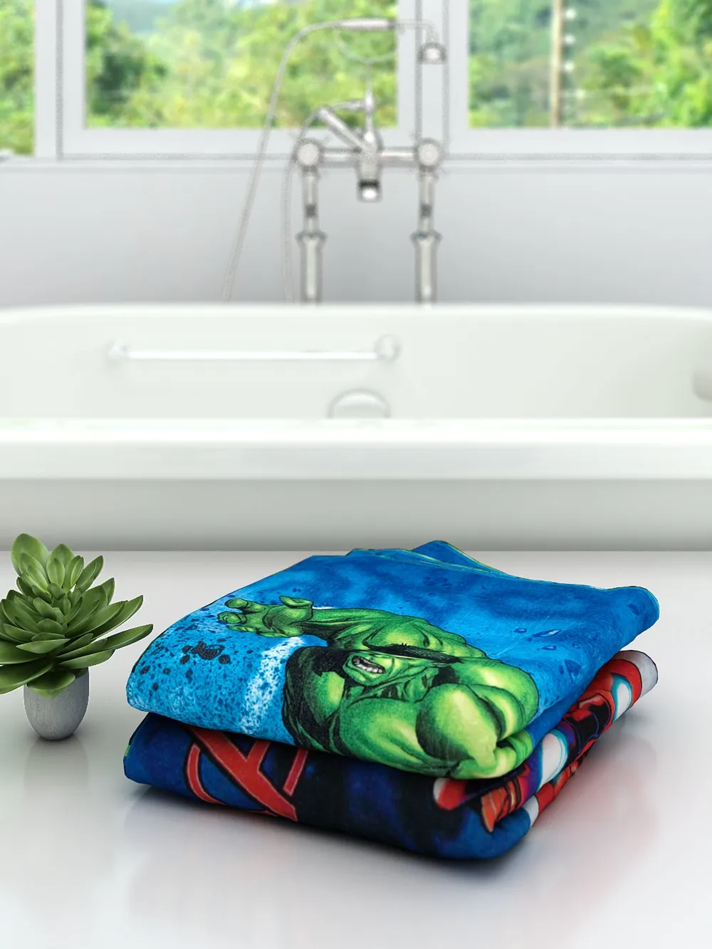 Marvel Avengers & The Hulk Kids Bath Towels Set Of 2