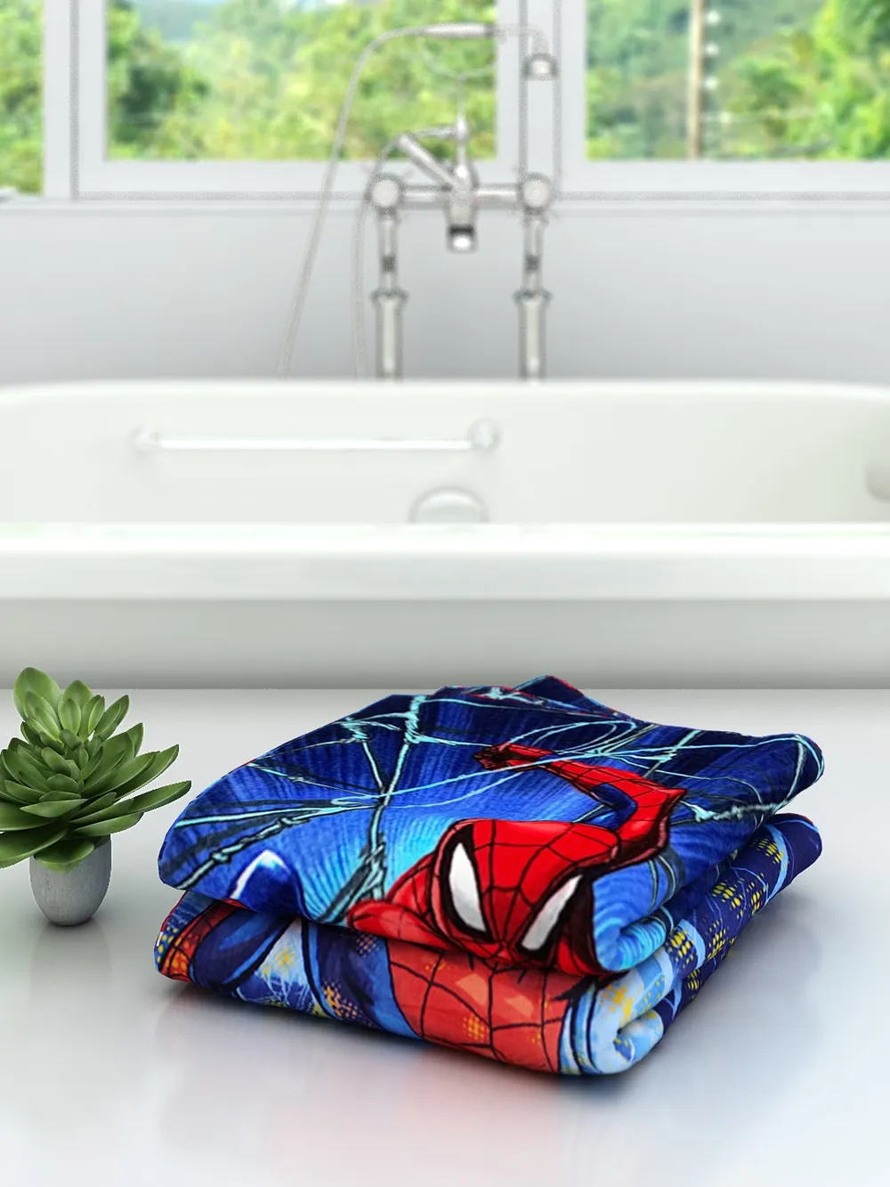Marvel Blue Spiderman Kids Bath Towels Set Of 2