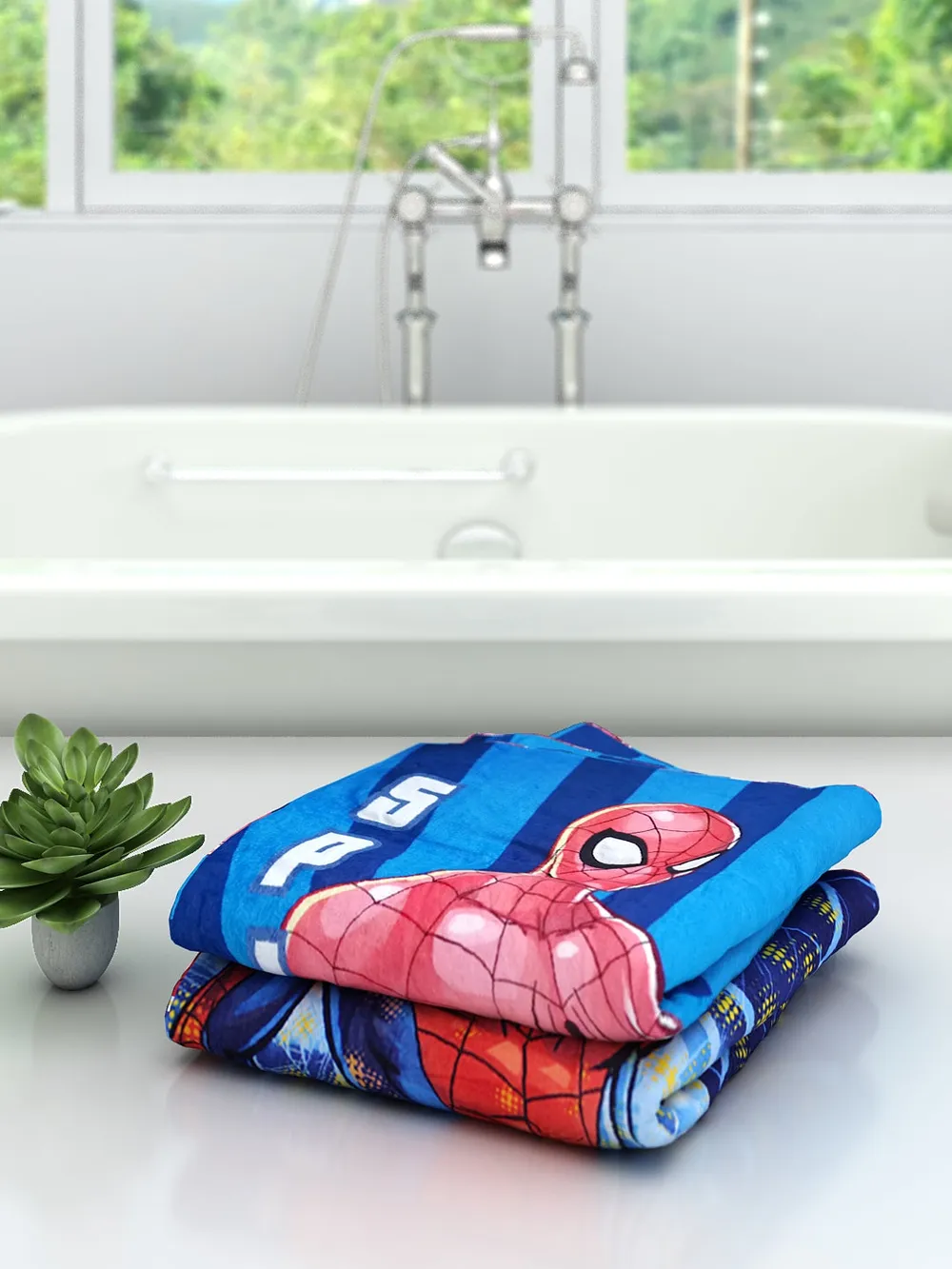Marvel Blue Spiderman Kids Bath Towels Set Of 2