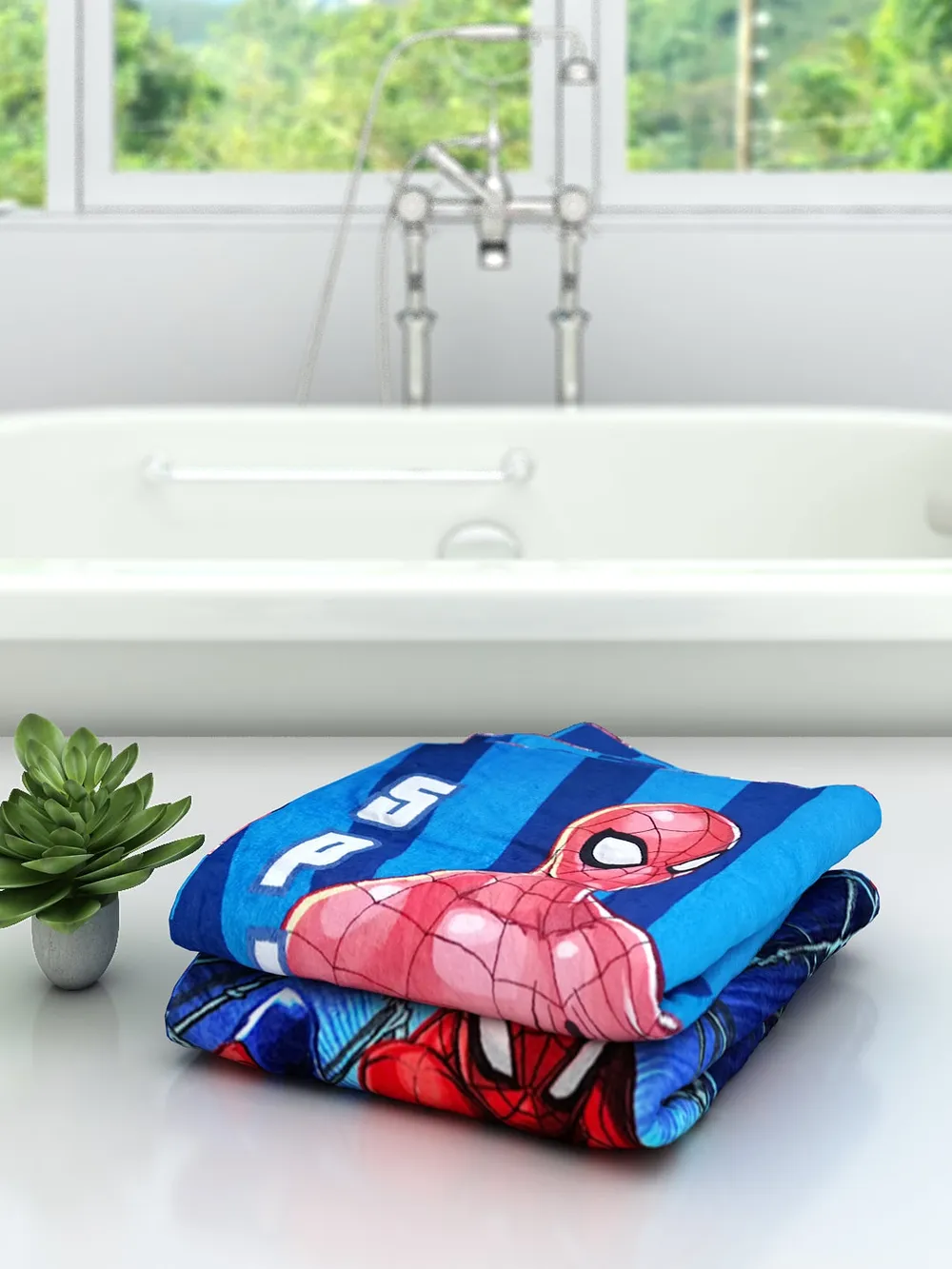 Marvel Blue Spiderman Kids Bath Towels Set Of 2