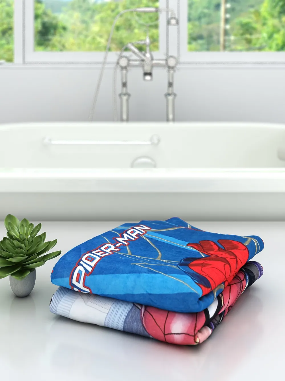 Marvel Blue&Red Spiderman Bath Towels Set Of 2