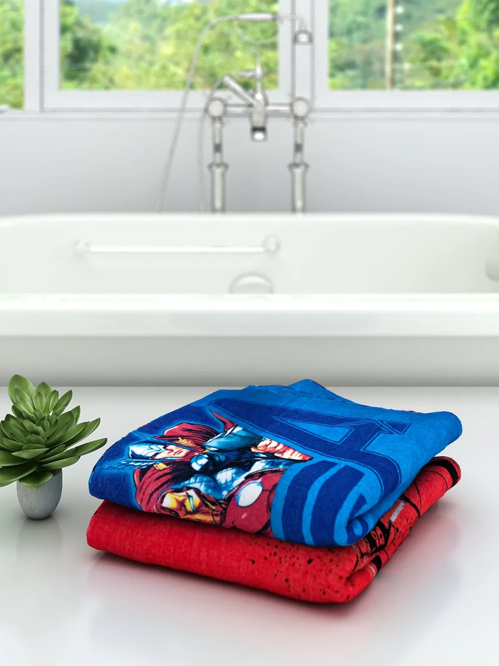 Marvel I Am Amazing Spiderman & Avengers Kids Bath Towels Set Of 2
