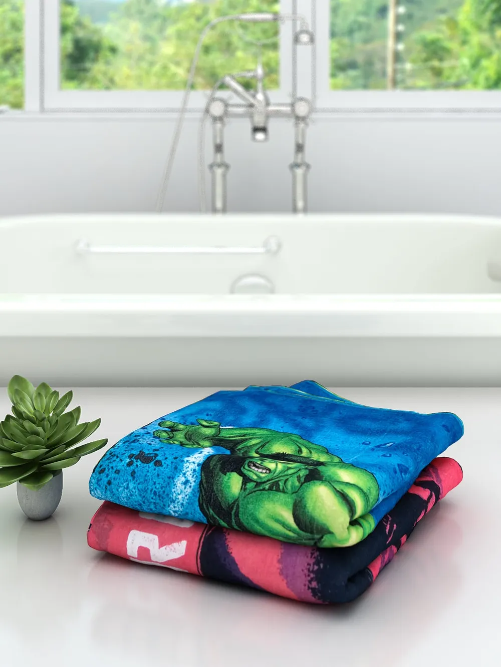 Marvel Iron Man & The Hulk Kids Bath Towels Set Of 2