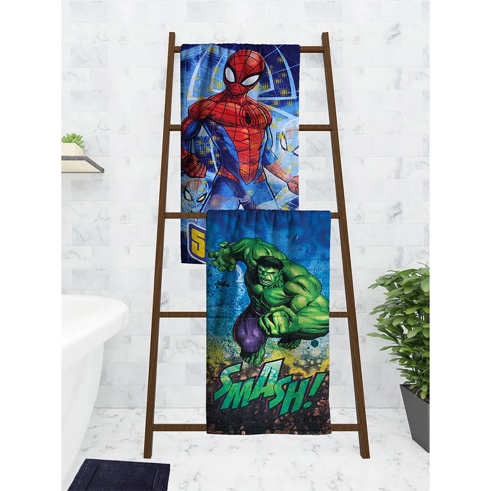 Marvel The Hulk & Spiderman Kids Bath Towels Set Of 2
