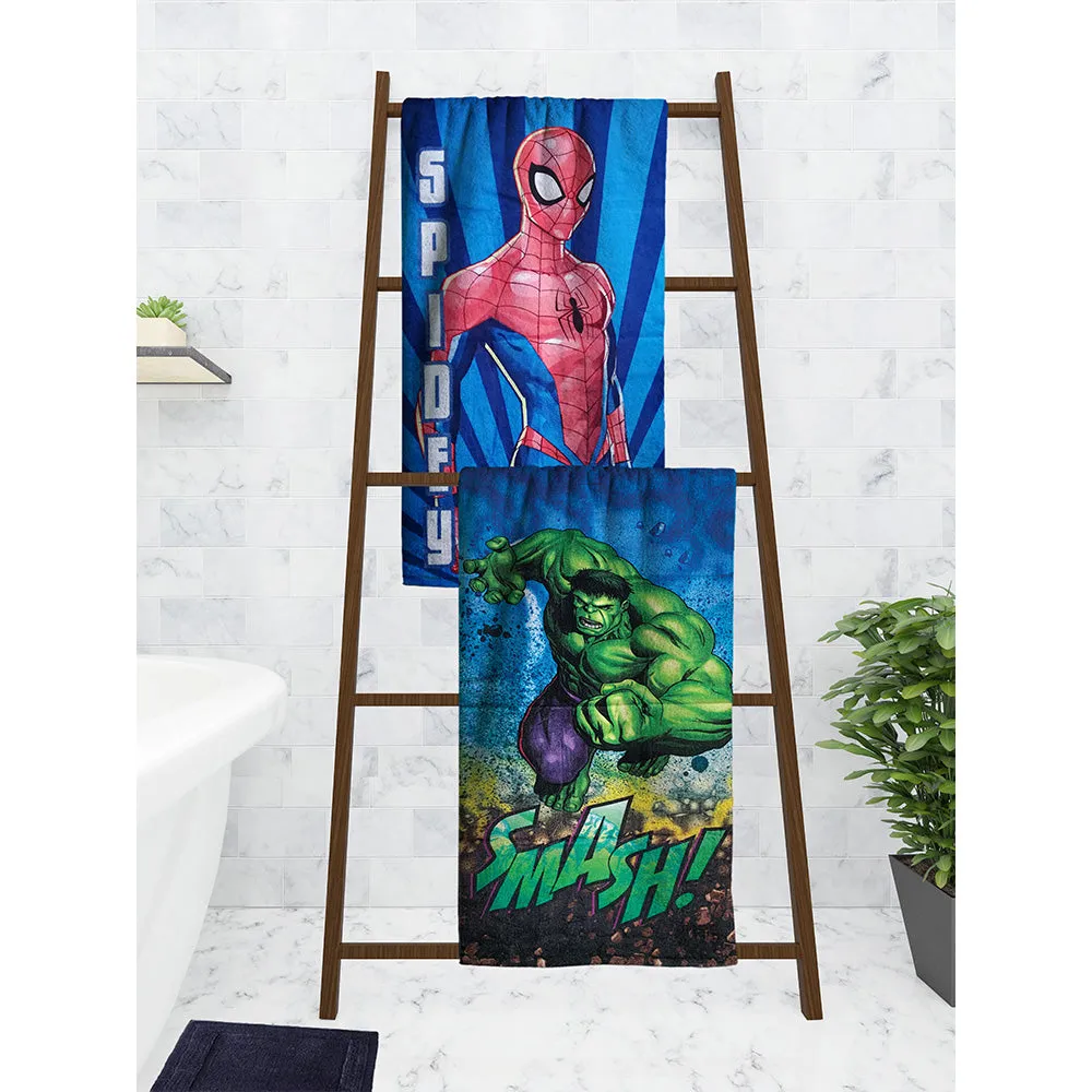 Marvel The Hulk & Spiderman Kids Bath Towels Set Of 2