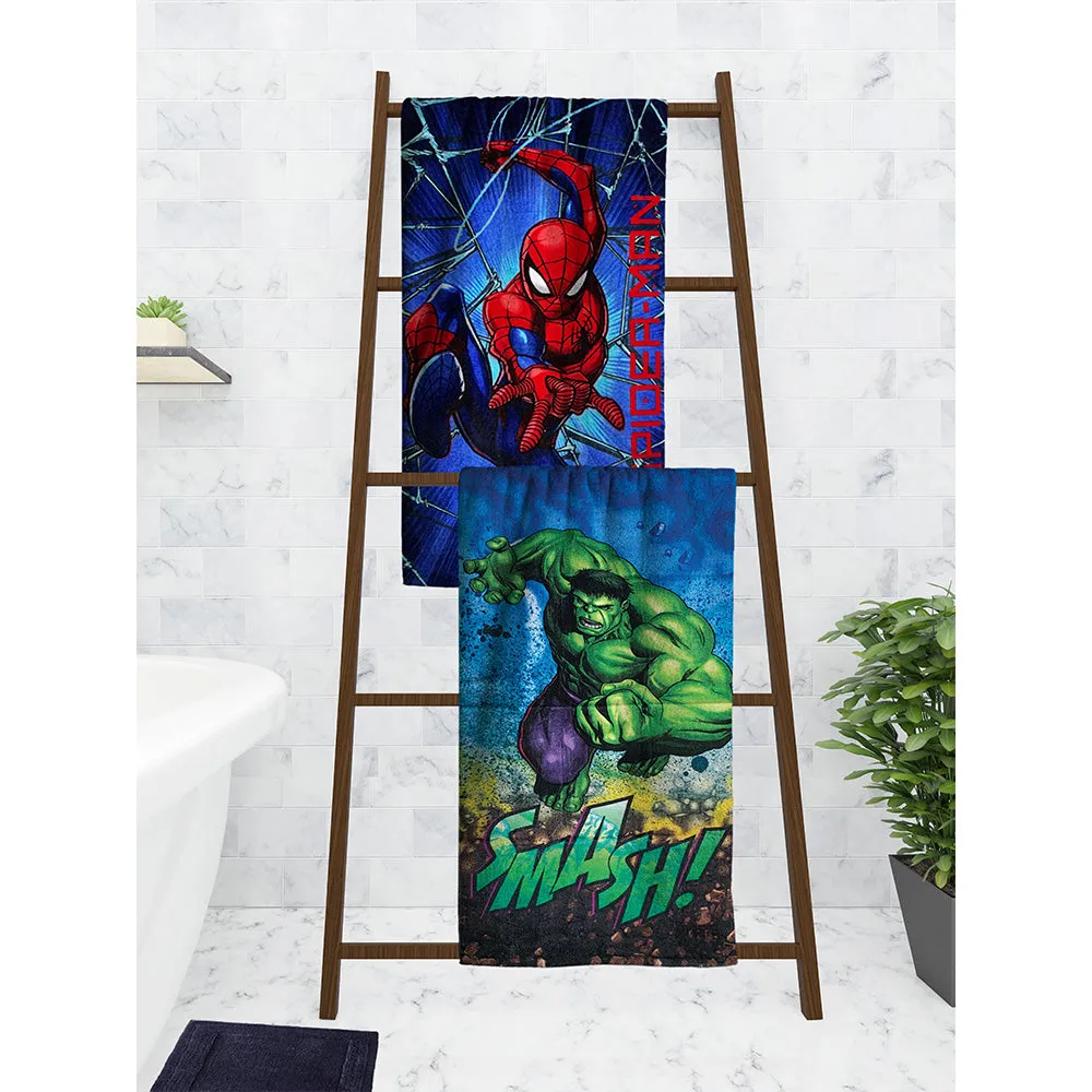 Marvel The Hulk & Spiderman Kids Bath Towels Set Of 2