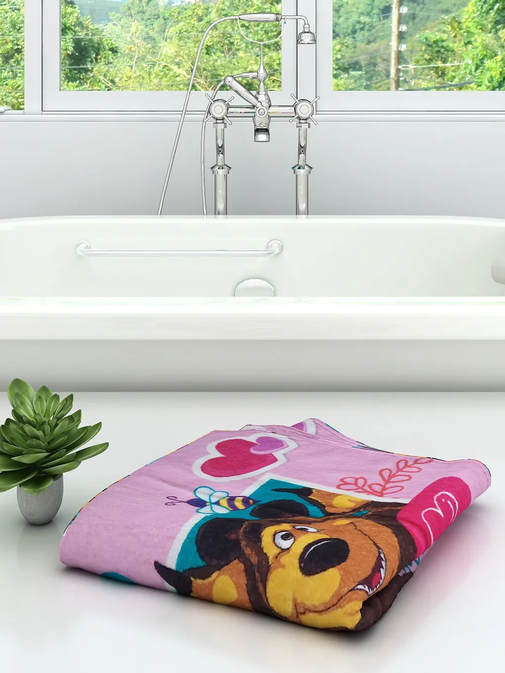 Mash & The Bear Kids Pink Cotton Bath Towel
