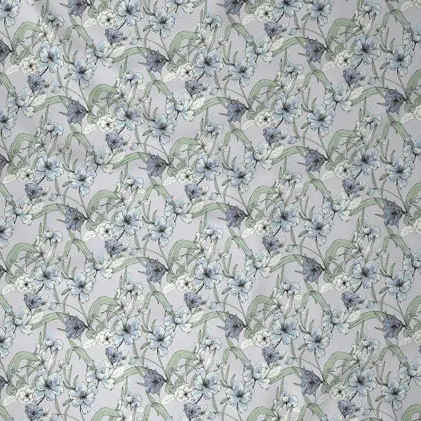 Maspar 100% Cotton Aqua Fitted Bedsheet with 2 Pillow Covers (200 TC)- Backyard Patio Valencia Floral Printed