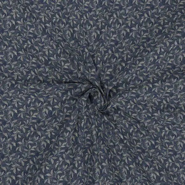 Maspar 100% Cotton Blue Bedsheet with 2 Pillow Covers (200 TC)- Backyard Patio Rustic Leaf Printed