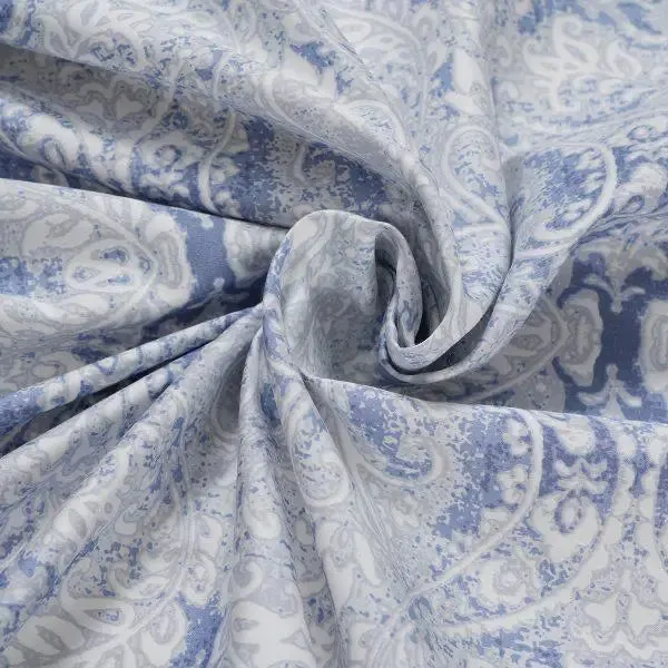 Maspar 100% Cotton Blue King Size Bedsheet with 2 Pillow Covers- PBS Refined Retro Baroque