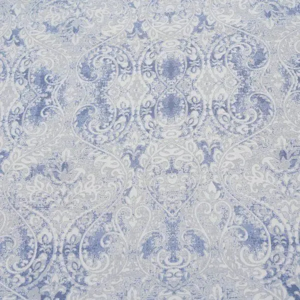 Maspar 100% Cotton Blue King Size Bedsheet with 2 Pillow Covers- PBS Refined Retro Baroque